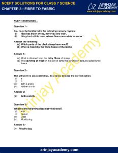 Ncert Solutions For Class 7 Science Chapter 3 Fiber To Fabric