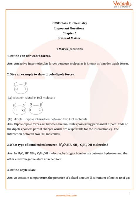 Important Questions For Cbse Class 11 Chemistry Chapter 5