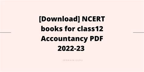 Pdf Ncert Books For Class12 Accountancy Download